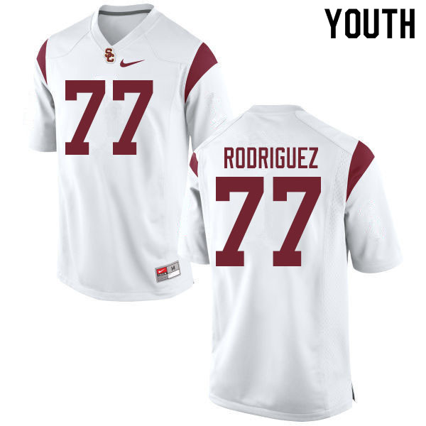 Youth #77 Jason Rodriguez USC Trojans College Football Jerseys Sale-White - Click Image to Close